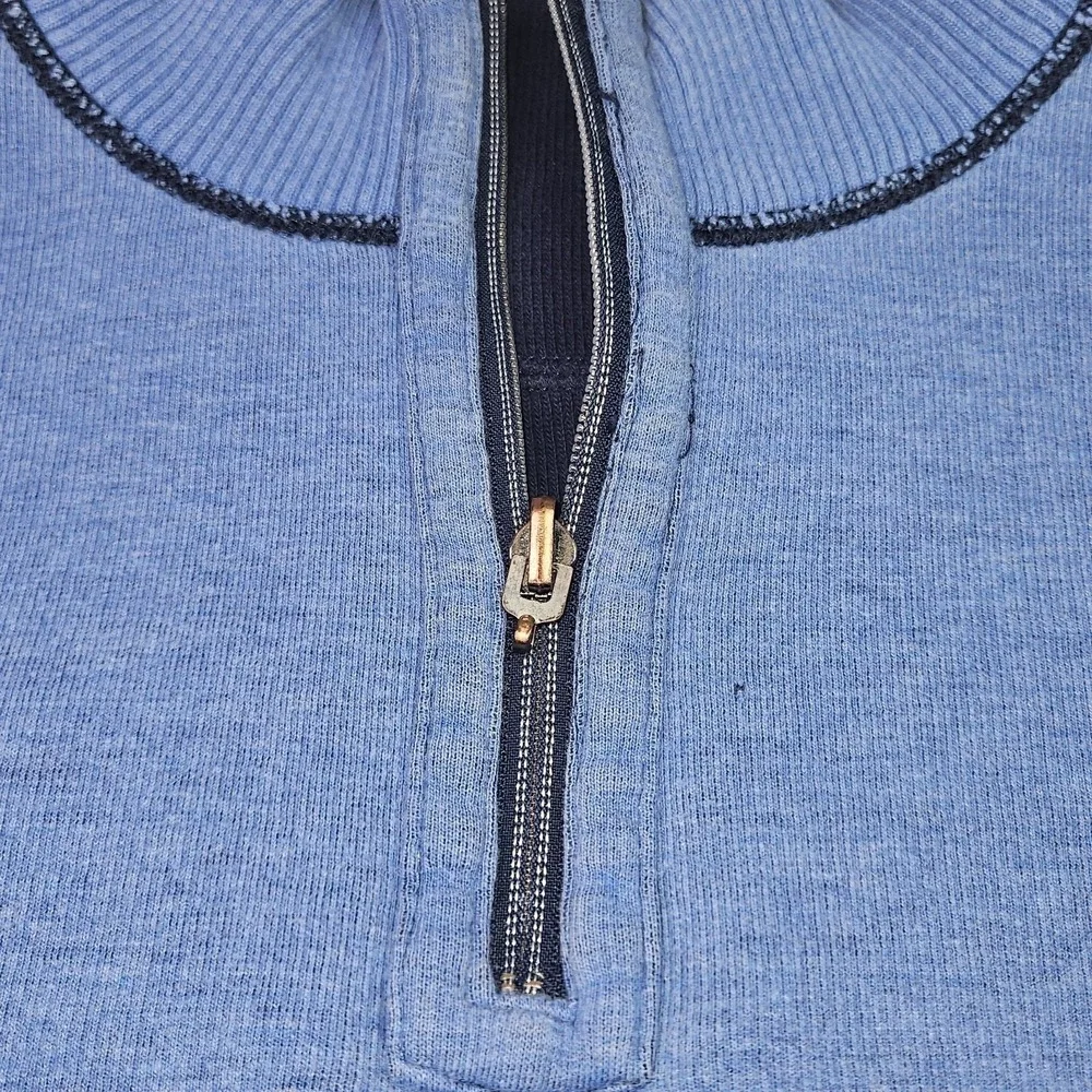 Tommy Bahama 1/4 Zip Pullover Sweater XL Blue Reversible Cotton Blend Ribbed
